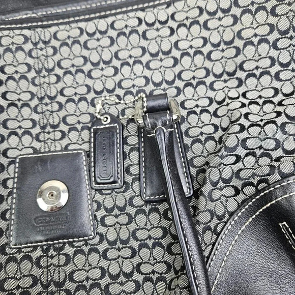 Authentic Vintage Coach Signature Handbag Black Satchel K35-6388 Shoulder Bag - Picture 7 of 10